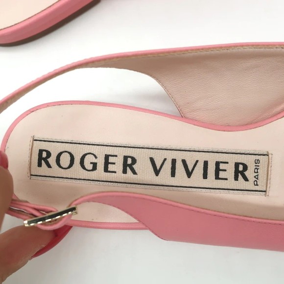 Roger Vivier Gommettine Buckle Slingback Ballet Flats Pink Leather Size 36 - Picture 10 of 12
